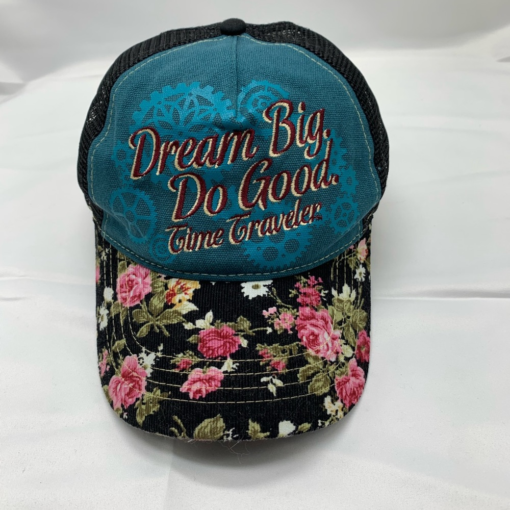 Hat Floral Corduroy Bill Embroidered Dream Big Do Good Time Traveler Snap back
